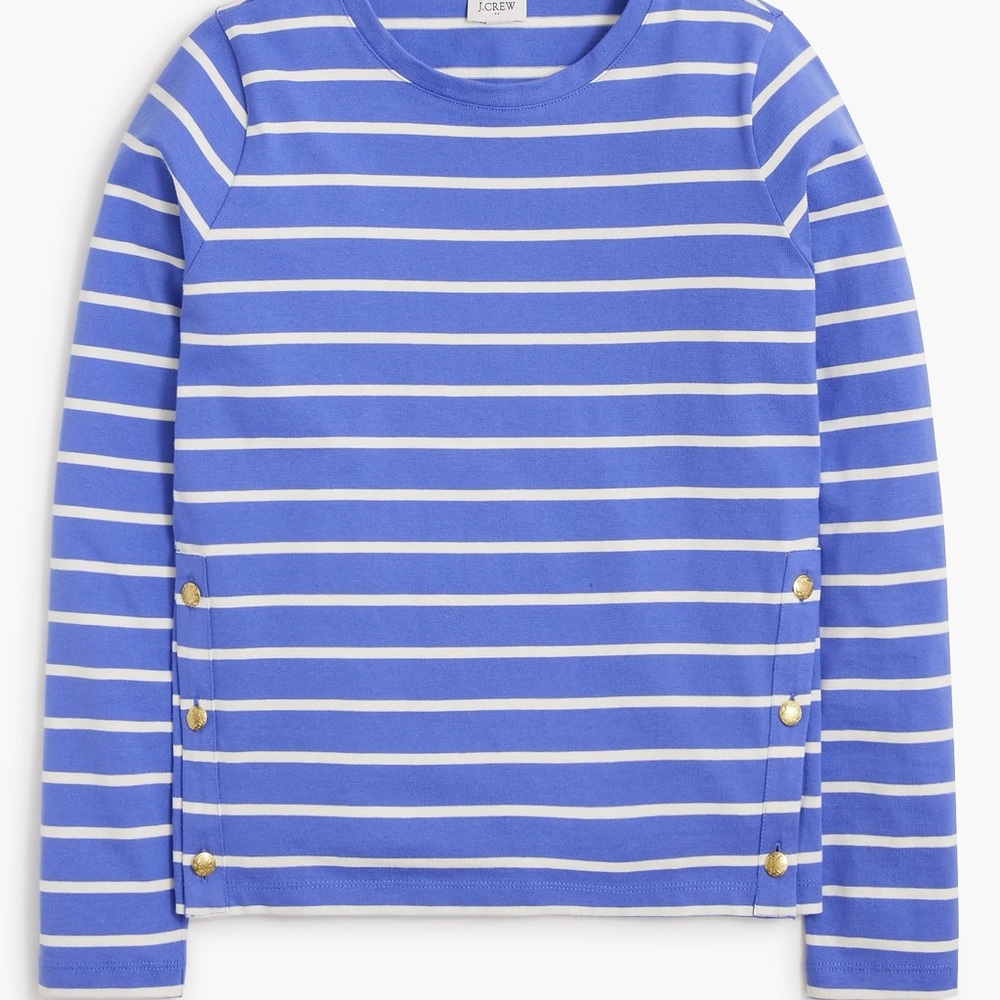 J. Crew Blue and White Striped Long Sleeve Tee